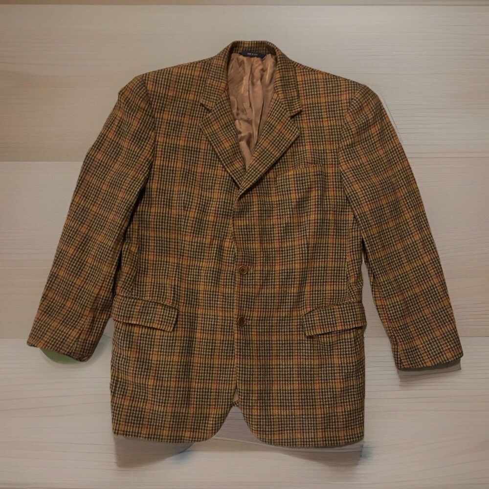 Brooks Brothers Vintage Wool Cashmere Sport Coat Blazer Italy Plaid 40R Ivy